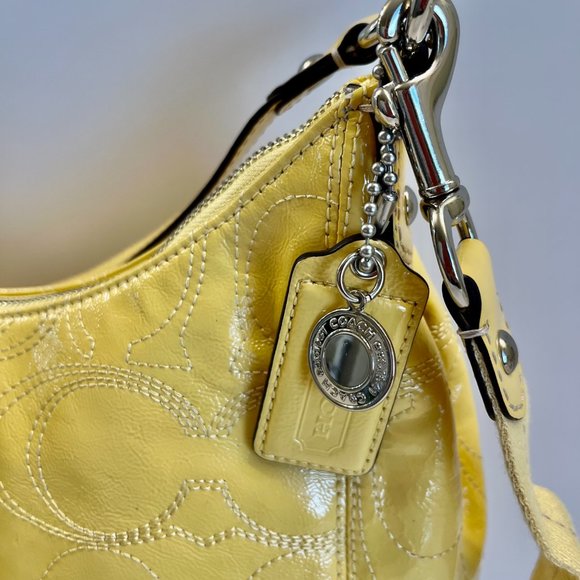 Coach Vintage Signature Hobo /Crossbody Patent Leather in Soft Yellow - Picture 7 of 14